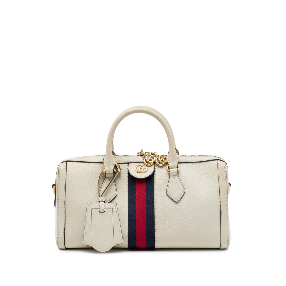 Pre-Loved Gucci Medium Calfskin Web Ophidia Top Handle Bag